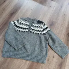 ノルディック柄 グレー セーター 長袖