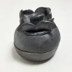 香合 柿 由布焼 桂山 箱なし 茶道具 古物品