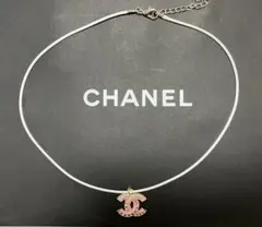 CHANEL CCロゴ ネックレス ホワイト/ピンク