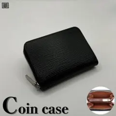 【ブラック×ブラウン】エピ柄 レザー メンズ レディース ミニ財布 コインケース