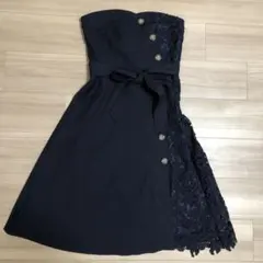ウィルセレクション　レースドッキングワンピ　リボン　ネイビー