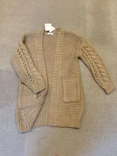 Andemiu ケーブル編みロングカーディガン ベージュ F