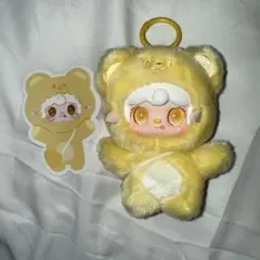 yooki イエロー クマのぬいぐるみとステッカー
