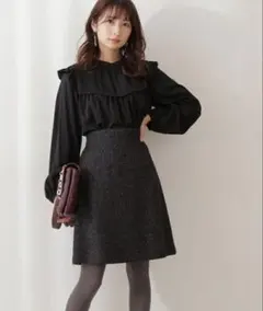 プロポーションボディドレッシング ニュアンスツイード台形ミニスカート