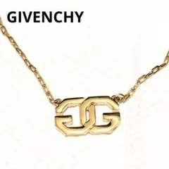 極美品 ジバンシー ネックレス Gロゴ スクエア ゴールド ストーン 刻印 