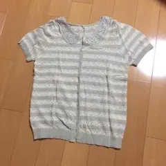 【週末セール】earth ボーダー 半袖 カーディガン