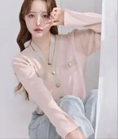 ナイスクラップ 配色ニットラメカーディガン＆ビスチェセット 9/14までの出品