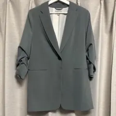H&M ブルーグレー テーラードジャケット ロールアップ袖