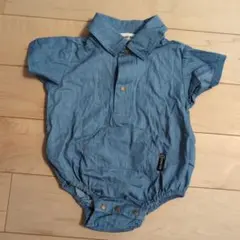 デニム風ブルー 半袖ロンパース