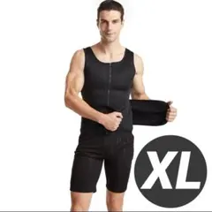 【XL／ブラック】ダイエットベルト サウナスーツ メンズ トレーニング