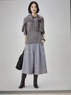 【洗える】ウォッシャブルウールサキソニーキュロットパンツ