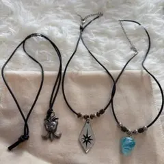 ブラック シルバー ストーン ネックレス3本セット