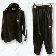 a3447 アディダス ジャージセットアップ 黒 150 3本ライン スポーツ