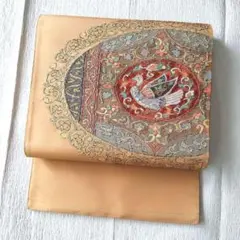 袋帯　洒落袋帯　正絹　紬　美品　お太鼓柄