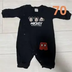 【美品】tutafuta ミッキー ロンパース 70 黒 ディズニー