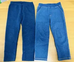 ユニクロ　ロングパンツ　100㎝　起毛　デニム　長ズボン　ネイビー　レギンス