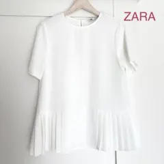 ZARA ホワイト プリーツ ブラウス