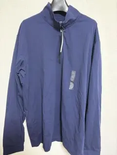ユニクロ ドライEX UVカットハーフジップ Tシャツ長袖ブルーXLサイズ 新品
