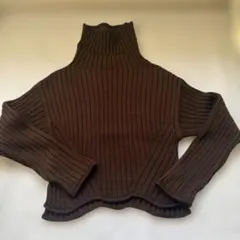 ZARA タートルネック リブニット ブラウン