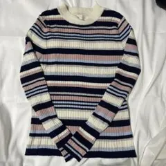 ストライプ リブニットセーター Fサイズ