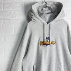 【極美品】 RIPNDIP ネコ 刺繍 ヘビーウエイト パーカー 裏起毛