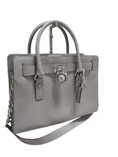 美品◎マイケルコース 2wayショルダー ハンドバッグ レザー グレー チェーン