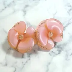 【極美品】アレクサンドルドゥパリ　バレッタ　双子カメリア　ピンク系