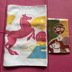 2026年　午年　干支　タオル　布巾　フェイスタオル　手ぬぐい　和風　馬　縁起物