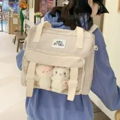 白色 痛バッグ ぬいポケット付き 3way ショルダーバッグ 推し活 オタ活