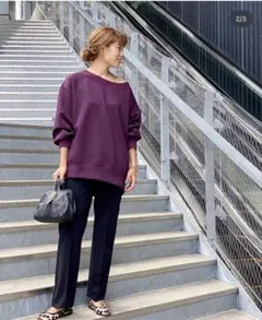 オフショルダー パープル トップス 長袖