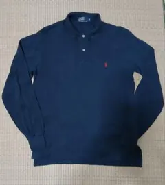 ネイビー 長袖ポロシャツ ポニー刺繍