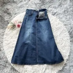 美品♡ SOMETHING フレアデニムスカート S インディゴボックスプリーツ