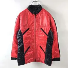 80’sデサント製ナイロン中綿ライダースジャケット フード付M 国産ヴィンテージ
