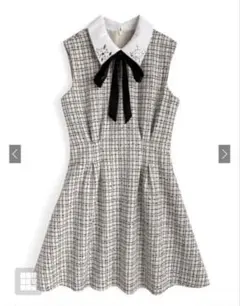 GRL リボン付きツイードタックミニワンピース[ta300]