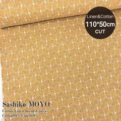 Sashiko MOYO ミモザバード柄 綿麻生地＃マスタード 幅110*50㎝