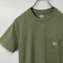 DANTON ワンポイントロゴ　ポケットTシャツ　カーキのサムネイル