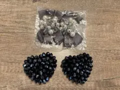 リボン　ハートストーン装飾　シューズクリップ