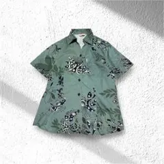 SECOND CLUB かりゆし シャツ M ポリエステル 柄 スタンドカラー 