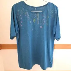 しまむら　Tシャツ　FIBERDRY CLOSSHI 花　刺繍　Lのサムネイル