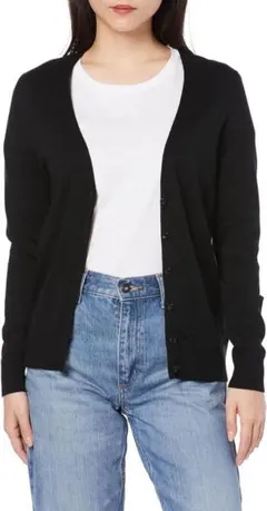 カーディガン ニット ライトウエイト Vネック レディース　黒　ブラック　薄手