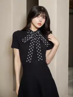 Darich ドットボウタイフレアミニワンピース