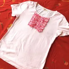 エミリーテンプルキュート　ブロックチェック　フリル Tシャツ　ピンク　昭和レトロのサムネイル