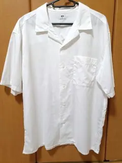 UNIQLO メンズ 半袖 オープンカラーシャツ ホワイト M