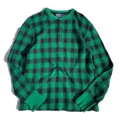 【90s】Ralph Lauren オンブレ ヘンリーネック 長袖シャツ M