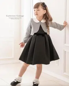 CC送料込みリボンワンピース＆ボレロセット[GRYN]120cm【M3109】