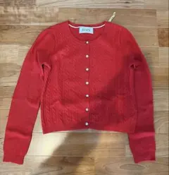 【Rope】ニットカーディガン　ケーブル編み　赤