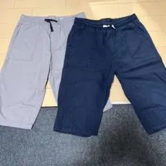170cm ハーフパンツ グレー・ネイビー 2点セット