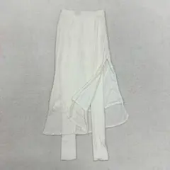 BEAMES ホワイト ロングプリーツスカート スリット入り （b2 168のサムネイル