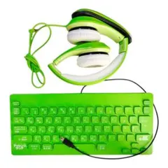 チャレンジタッチ　スペシャルキーボード　ヘッドホン　ヘッドフォン　グリーン　美品