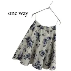 one way フレアスカート アイボリー花柄 ミニスカート 裏地あり【Freeのサムネイル